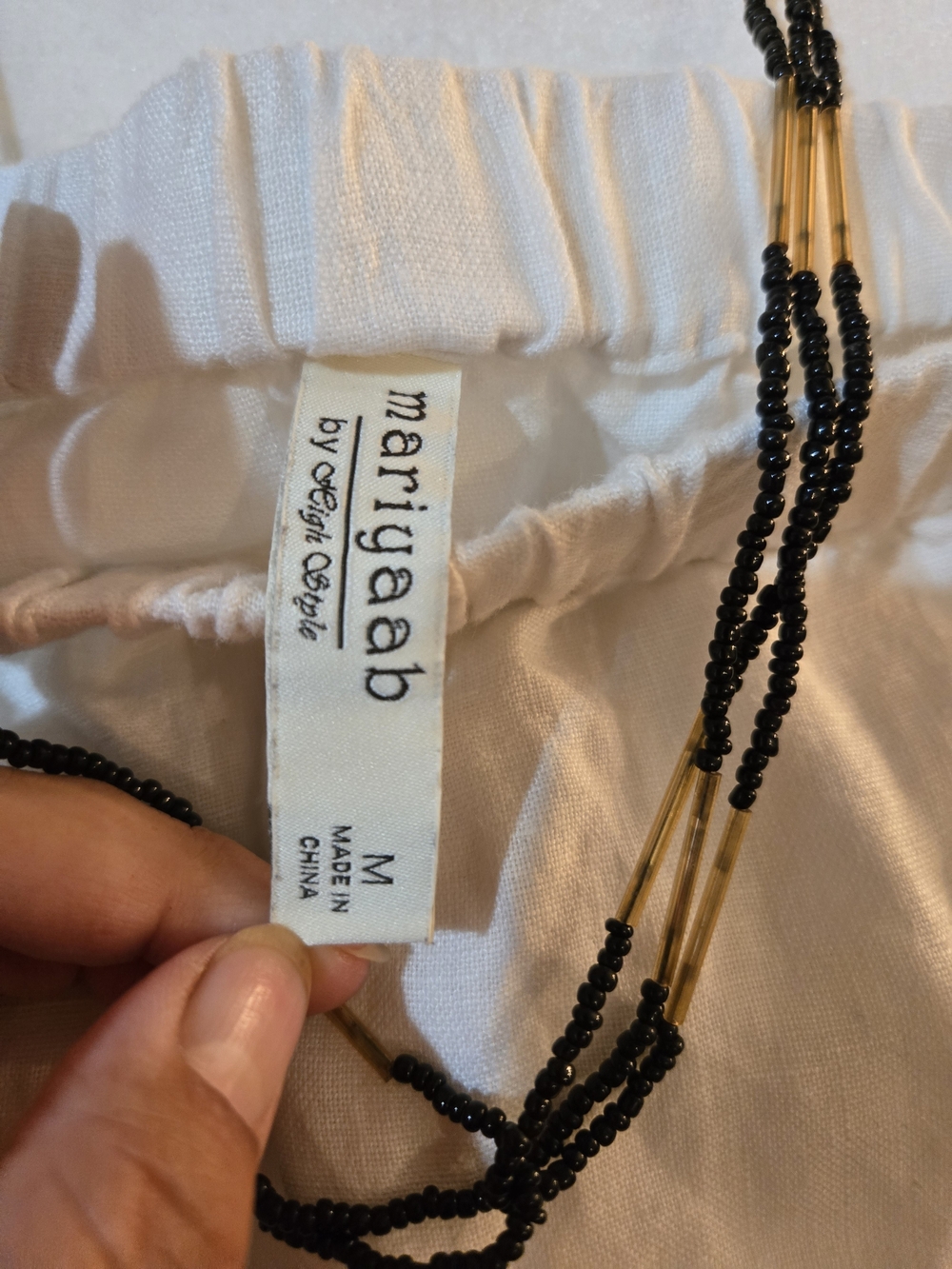 Women's Off-Shoulder Linen Jumpsuit in White - Picture 3 of 5